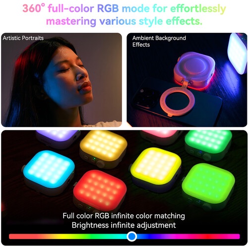 TELESIN Magnetic Ice Cube RGB Light for Magnetic Smartphones P5-BGD-03 - Image 11